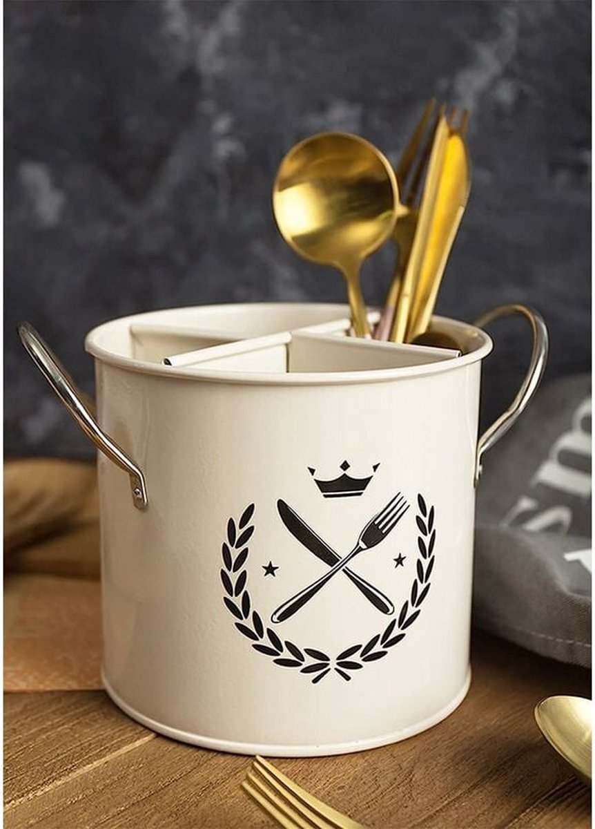 Kitchen Utensil Holder - Kitchen Utensil Organizer - Utensil Pot - Countertop Organizer - 19*13.5*14CM - with Handle and Removable Divider - Stainless Steel - Red - for Cookware Set, Ladles, Spatulas, and More