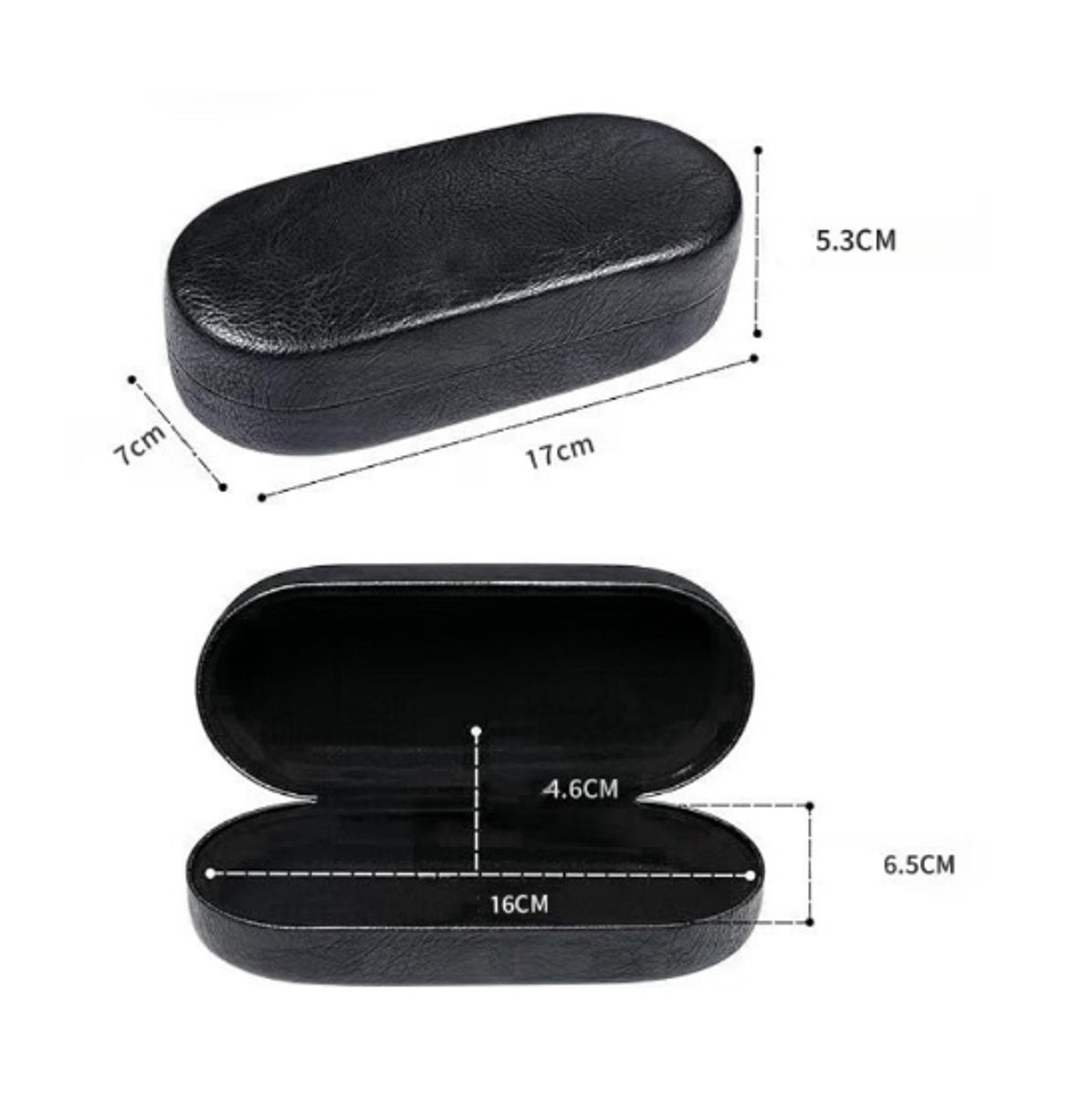 Glasses Case - Hard Glasses Case - Glasses Case - Glasses Case - Sunglasses Protective Box - Portable - Convenient Storage - Gift for Men and Women - 17*7*5.3CM - Black - PU Leather and Metal Frame
