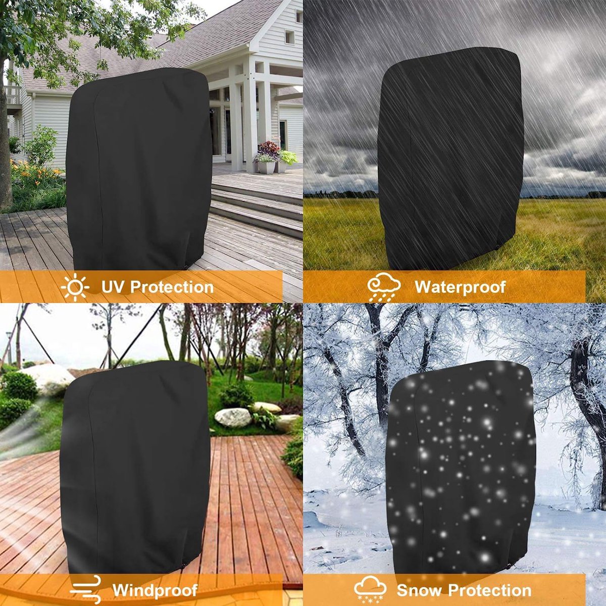 Waterproof Chair Cover - Set of 2 - Garden Chair Cover - Protective Cover for Garden Furniture - Waterproof Chair Cover - Cover for Folding Chairs - Garden Furniture Cover - Garden Chair Cover - 71x20/34x110cm - For Outdoor Use in the Garden, Balcony or T