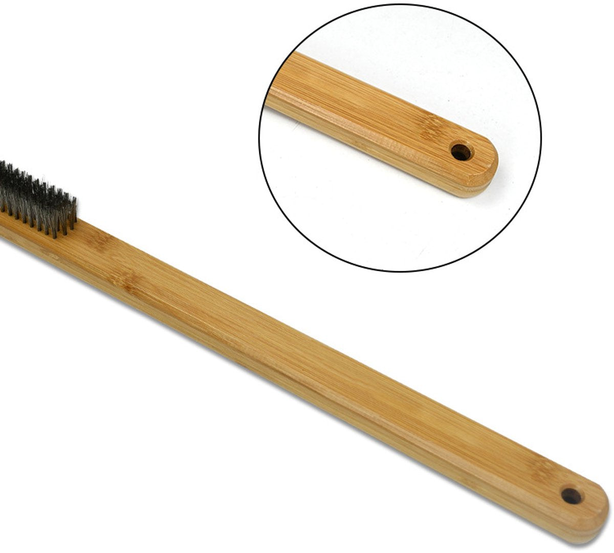 Pizza Stone Cleaning Brush - 57.5cm - Pizza Oven Brush - Barbecue Grill Cleaning Tool with Wooden Handle - Kitchen Oven Accessories - Portable Brush - With Scraper - Outdoor Pizza Oven Accessories