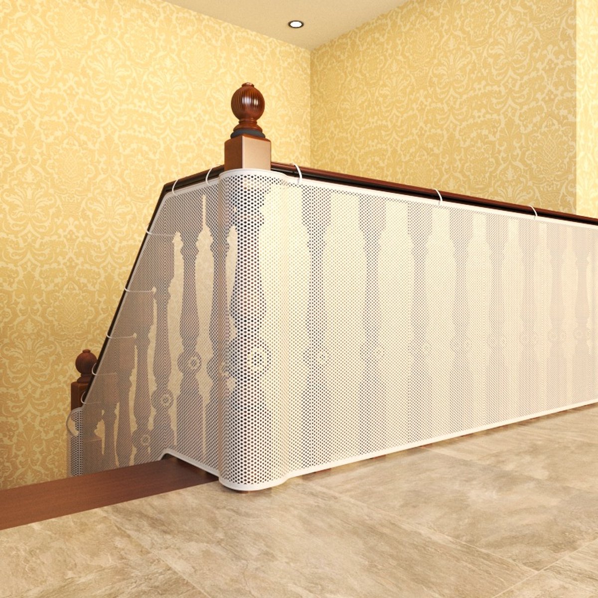 Child safety net - Safety gate - 300x79 cm - stair mesh - Safety net - white - Roll-up - Baby safety - Adjustable - for stair railings, balcony beds, railings