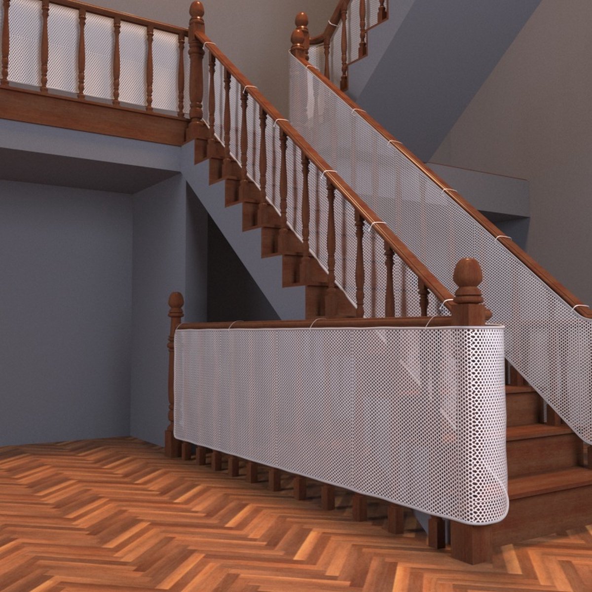 Safety Net - Baby and Animal Safety Gate - 600 x 79 cm - Robust - Adjustable - Baby Safety - Retractable Safety Net - Balcony - Stairs - White - Safety Gate - made of mesh for cats and toys
