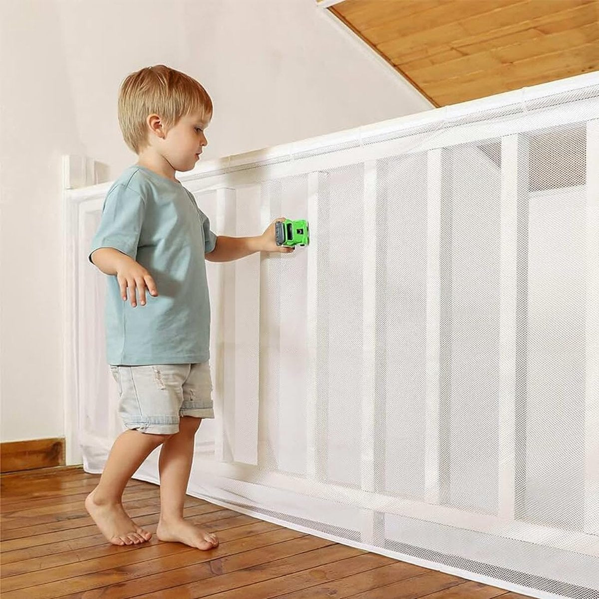 Safety Net - Baby and Animal Safety Gate - 600 x 79 cm - Robust - Adjustable - Baby Safety - Retractable Safety Net - Balcony - Stairs - White - Safety Gate - made of mesh for cats and toys