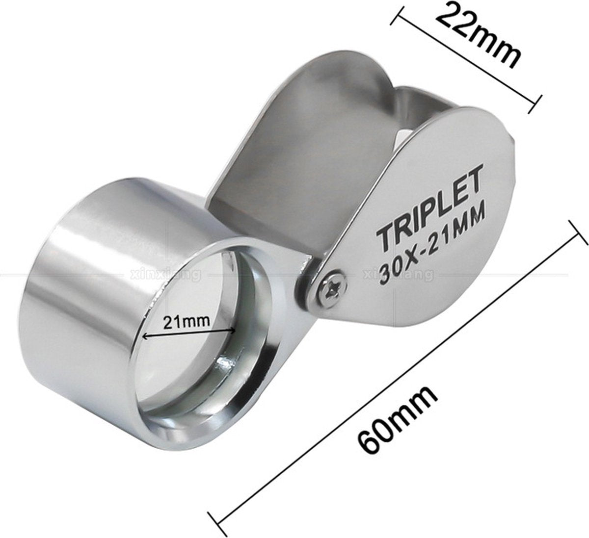 pieces - Jeweler's loupe - Diamond loupe - Pocket size - Magnification 30x + 20x + 10x - 60 * 25 * 18 mm - Silver - Metal