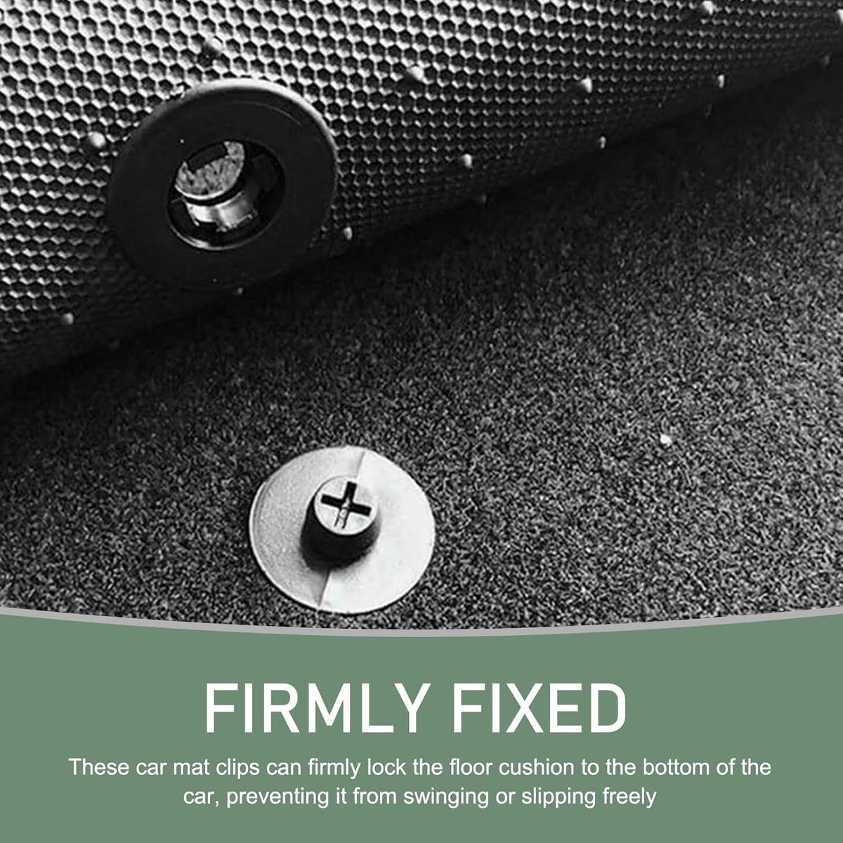 Car Floor Mat Fastening Clips - Pack of 10 - For Attaching Car Anti-Slip Mats - Car Mat Fastening Buckles - Black - Plastic - Universal - 3.55*2 cm - Suitable for Most Car Floor Mats