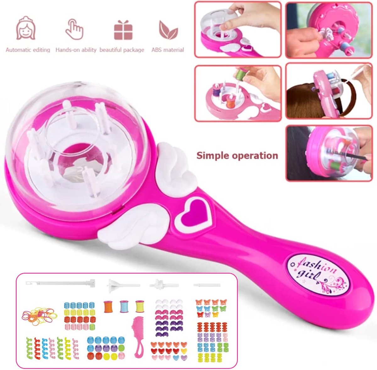 Allecto Premium - Automatic Hair Braiding Machine with Electric Styling Tools Professional Hair Twister Set for Kids Hairstyling Toys