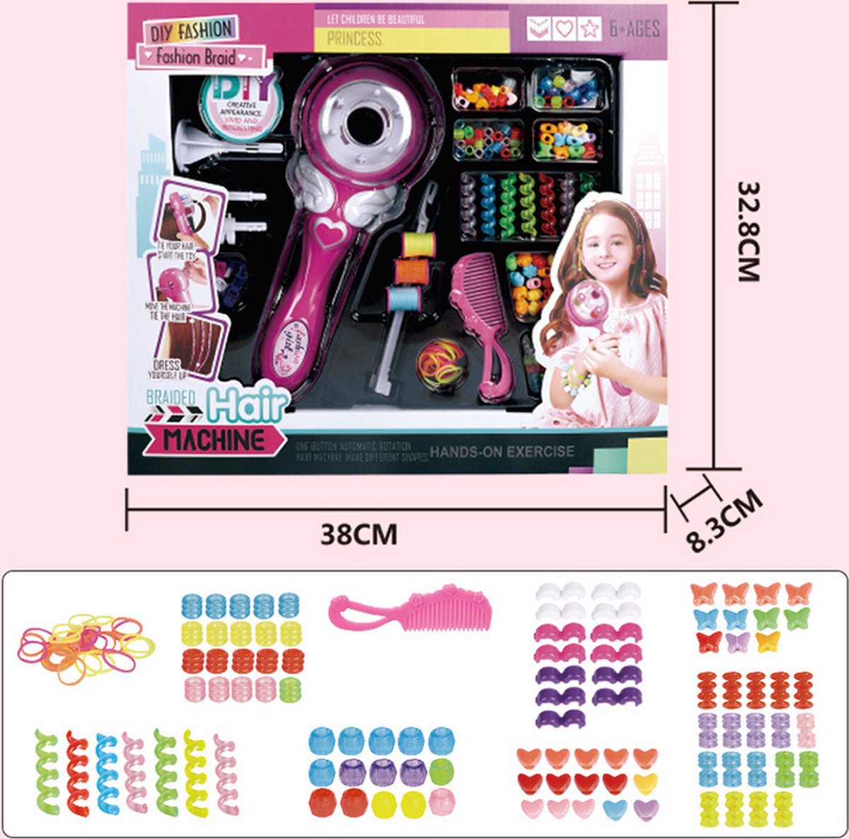 Allecto Premium - Automatic Hair Braiding Machine with Electric Styling Tools Professional Hair Twister Set for Kids Hairstyling Toys