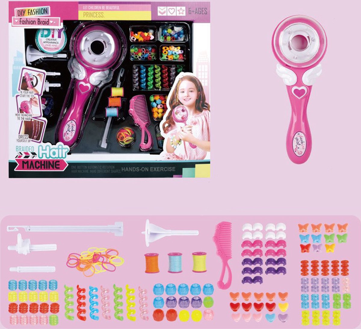 Allecto Premium - Automatic Hair Braiding Machine with Electric Styling Tools Professional Hair Twister Set for Kids Hairstyling Toys