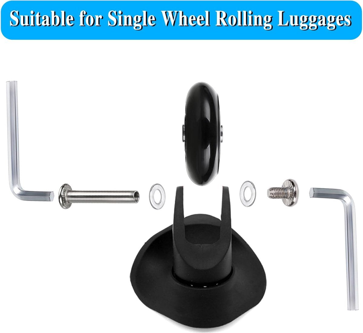 Set of 2 - Suitcase wheels - Replacement wheels for suitcases - Rubber casters - Bearings - Repair kits - 60mm x 18mm - Spare wheels - Suitcase - Casters - Luggage wheels - With screws - Wheels - Caster wheel - Suitcase wheels replacement set