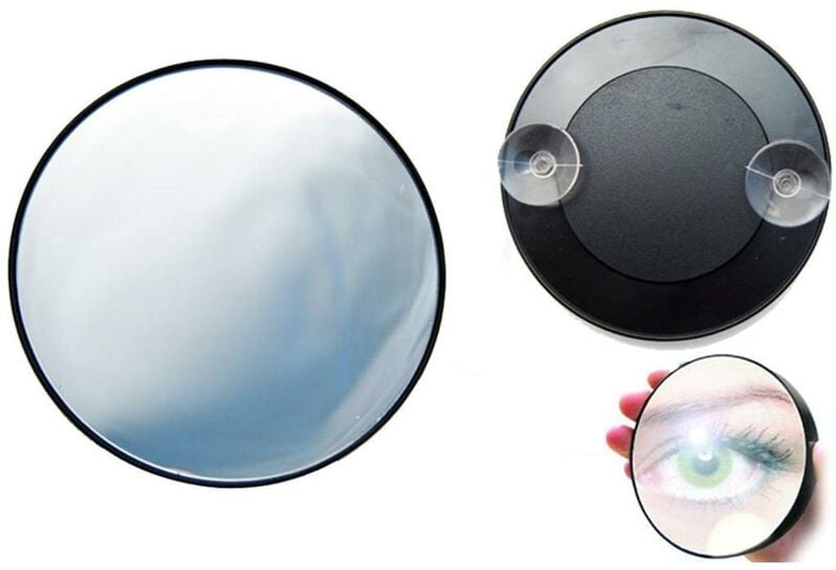 Make-up Mirror - 15x Magnification - With Suction Cup - Magnifying Mirror - Round - Portable Bathroom Shower Mirror - For detailed make-up and skin care up close - 88mm