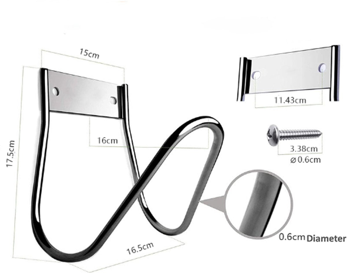 Garden Hose Holder - Stainless Steel - Silver - 17.5 x 15 x 16 cm - Wall-Mounted Hose Bracket - Garden Hose Reel - Hose Holder - Garden Hose Hanging System - Garden Tool Storage - For Hanging Garden Hoses, Ropes and Extension Cords