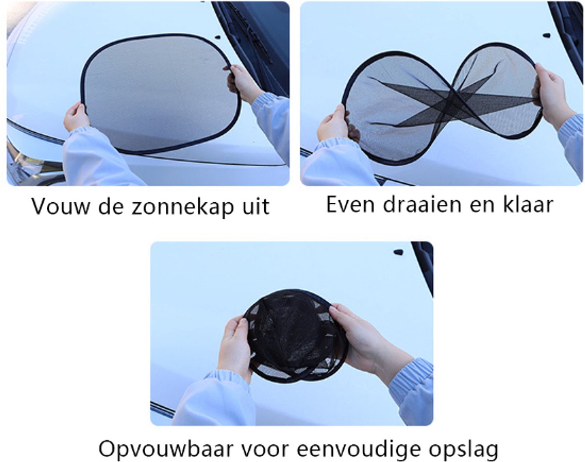 Car Side Window Sunshade - 2 Pieces - UV Protection - Car Sunshade for Baby & Child - Car Window Sun Protection - Car Sunshade - Car Accessories - Universal - 44 cm x 36 cm - Black - Polyester