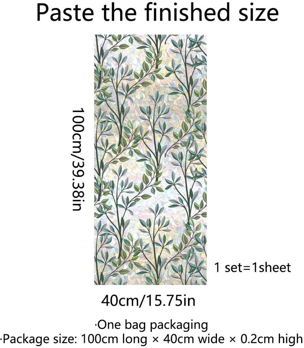 Window film - 40 x 100cm - Sun protection & insulating - Static - Static self-adhesive adhesive film - Decorative film - Stained glass - Green vines - PVC