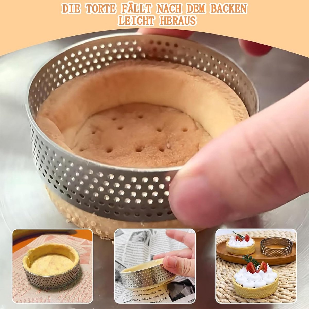 Cake ring - 6 pieces - Ø 8 cm*2 cm*0.8 mm - Stainless steel - Cake tin - Cake mould - Mousse cake mould - For baking muffins, cakes, cookies