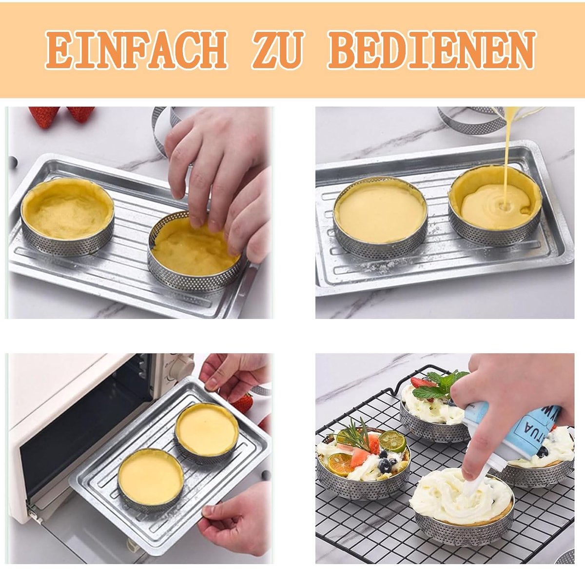 Cake ring - 6 pieces - Ø 8 cm*2 cm*0.8 mm - Stainless steel - Cake tin - Cake mould - Mousse cake mould - For baking muffins, cakes, cookies