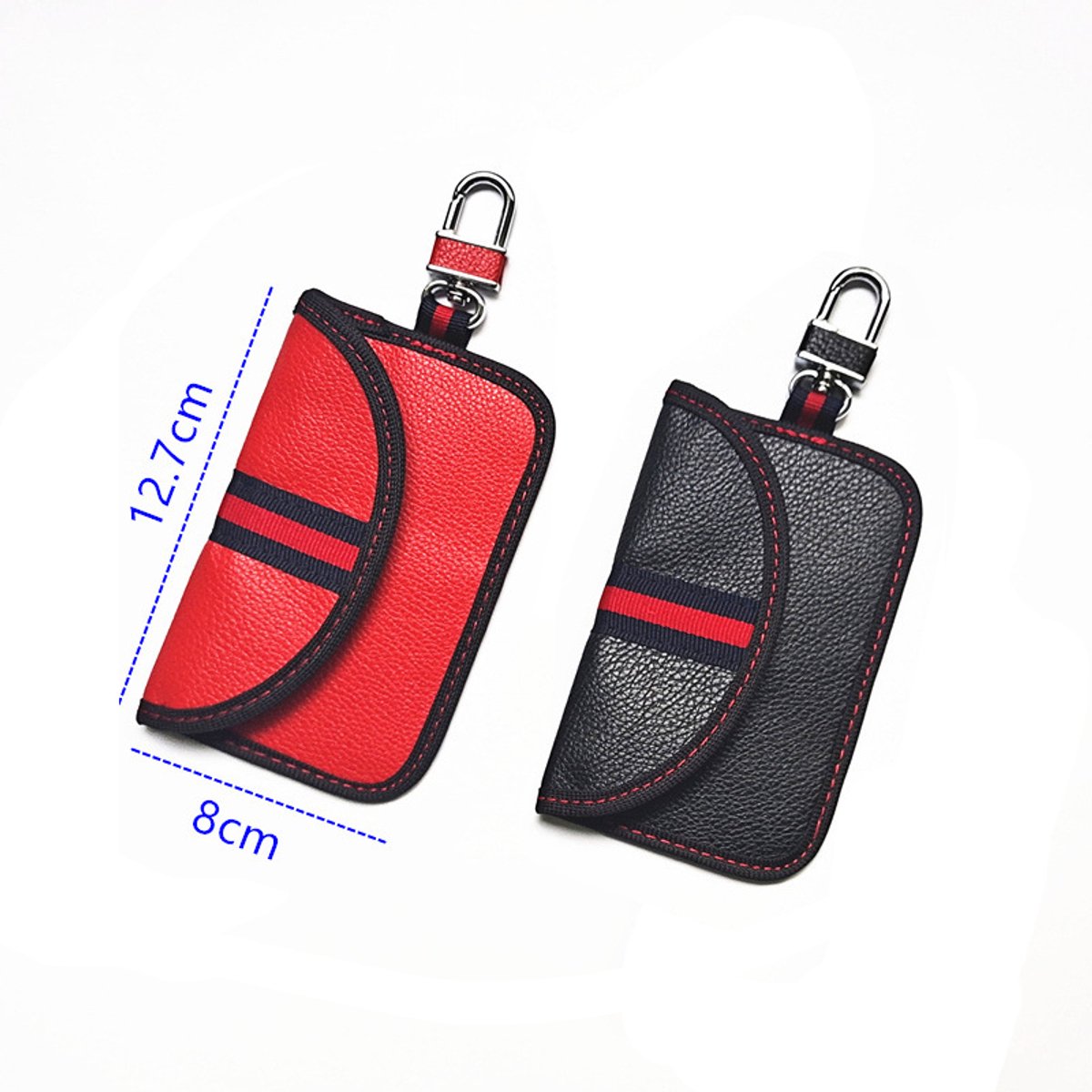 RFID Anti-theft Car Key - 2 pieces - Protective cover - Car key - Anti-theft - With hook - Car key bag - Key bag - Security - Black/Red