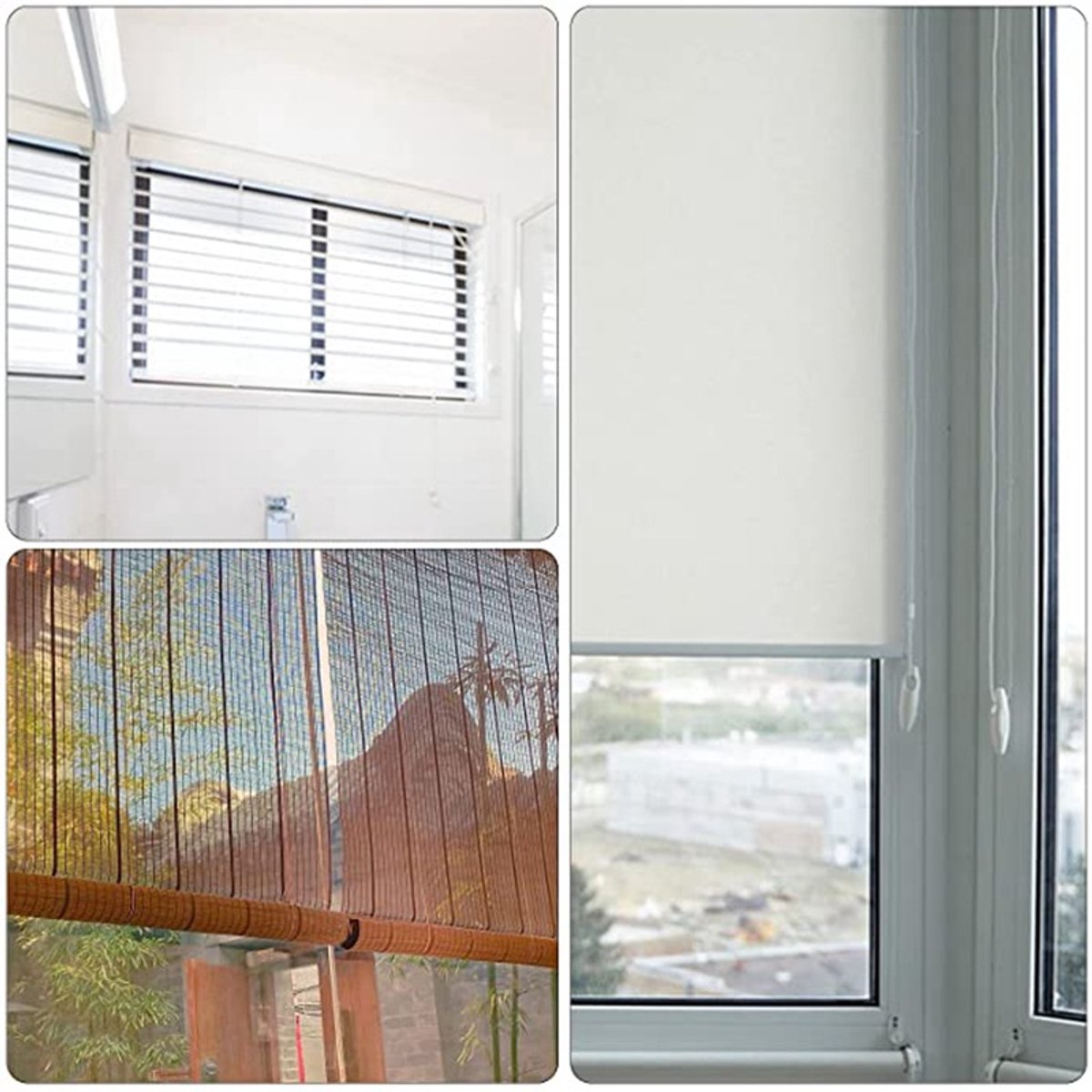 Roller Blind System with Wall Brackets - 25 mm - Roller Blind Fittings - Plastic - With 3M Bead Chain - Replacement Repair Kit for Roller Blinds - Curtain Parts - White - Suitable for Window Blinds