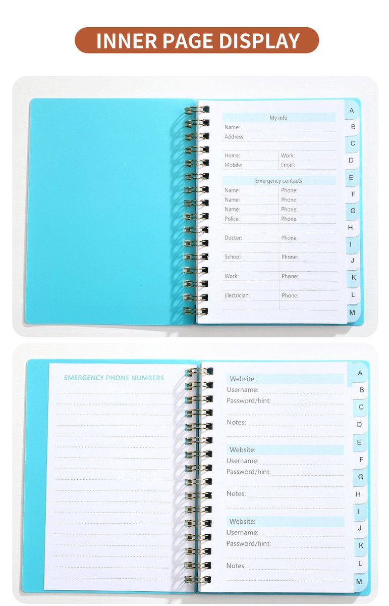 Password Book - Password Booklet - Password Booklet with Alphabet - Password Organizer - Password Notebook - A6 - Blue