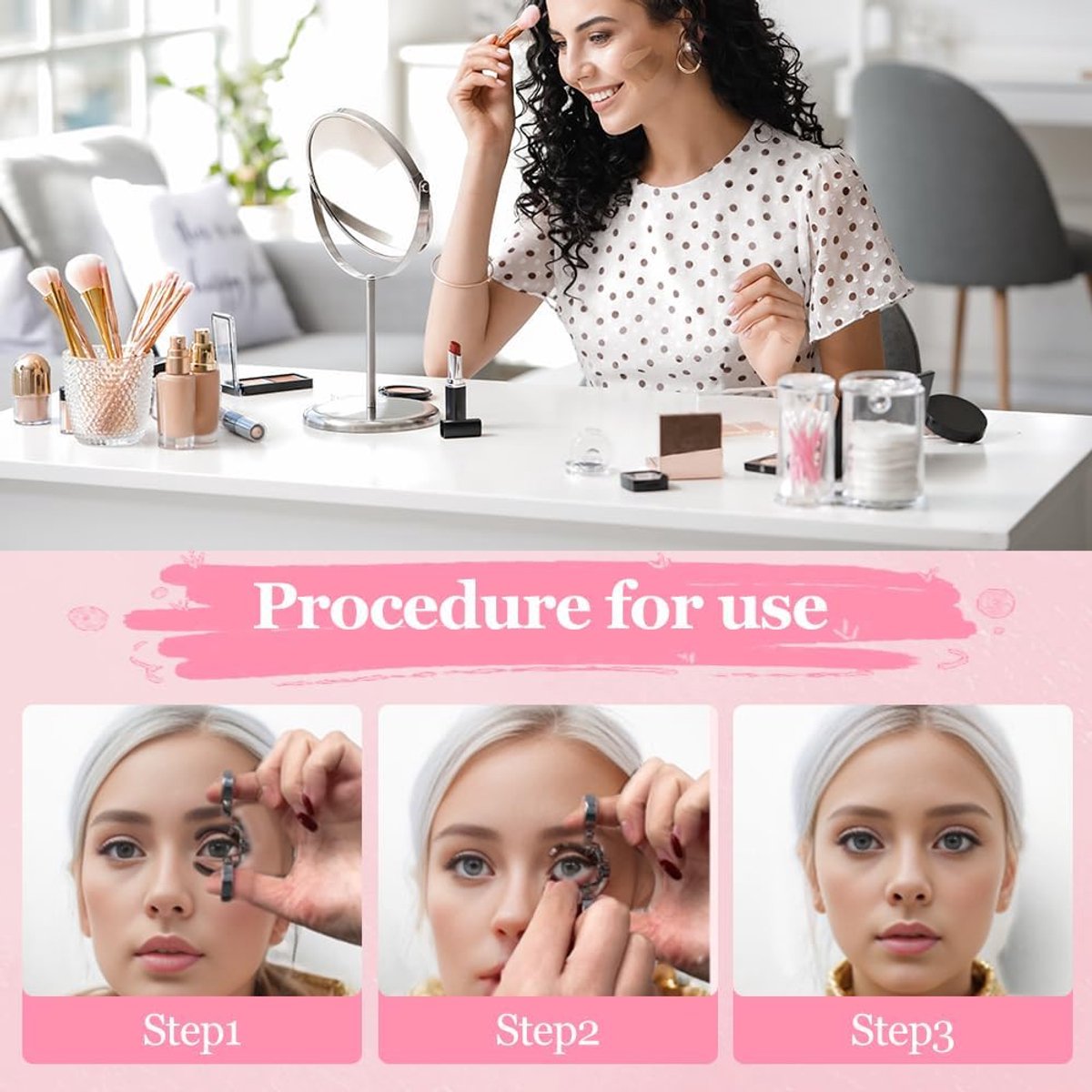 Contact Lens Wearing Aids - Eyelid Wear Aid - Contact Lens Inserter Remover - Contact Lens Eyelid Stretcher - Contact Lens Lens Aid - Lens Suction Cup - Contact Lens Holder - Silicone Soft - Pink