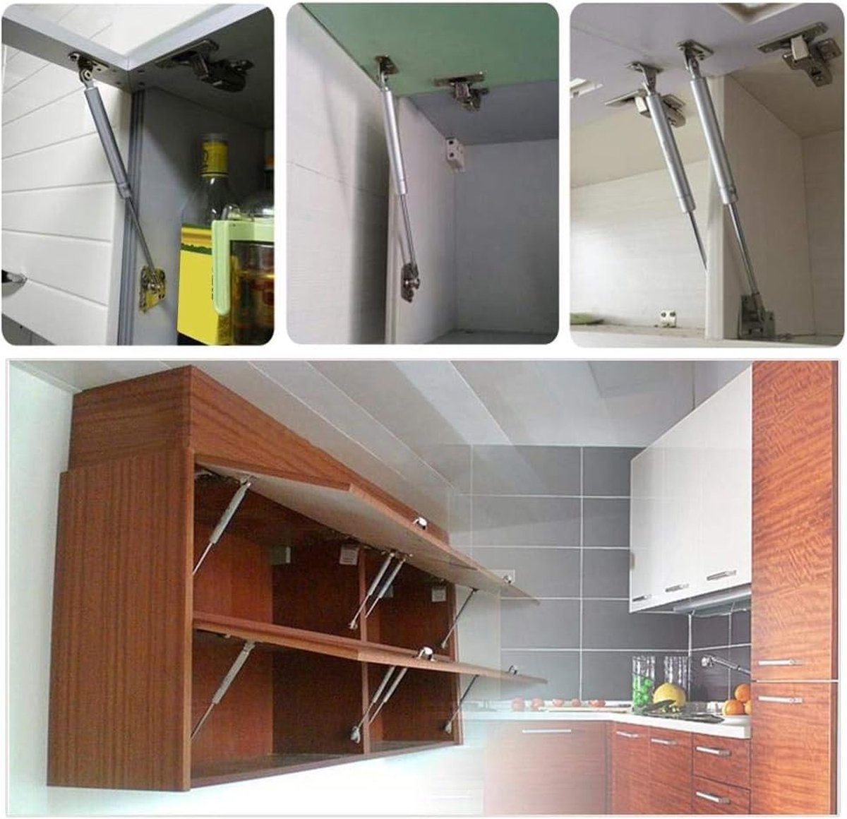 2 pieces - Gas spring for flap - Softclose Door fitting - 100N - steel - Telescopic cabinet door gas spring - Hydraulic support - Door lift damper for cabinet door or flap - Furniture mounting parts