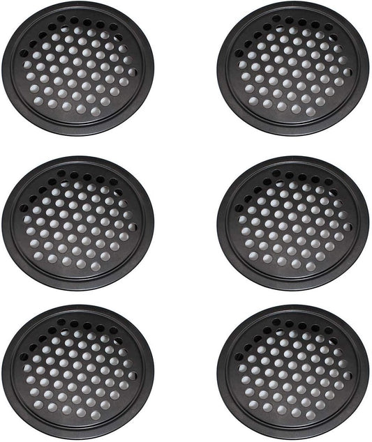 pieces - air grilles - ventilation grille cover - ventilation grille - ventilation holes - 53mm - black - round - stainless steel - for kitchen, bathroom, wardrobe, cupboard