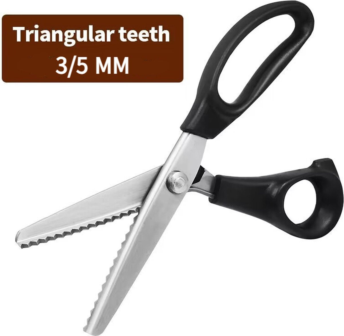 2 pieces - Pinking shears for fabric - Fabric scissors - Textile scissors - Fabric scissors - Dressmaking scissors - Suitable for fabric / denim / leather / Scissors - Black - 3mm / 5mm - Metal