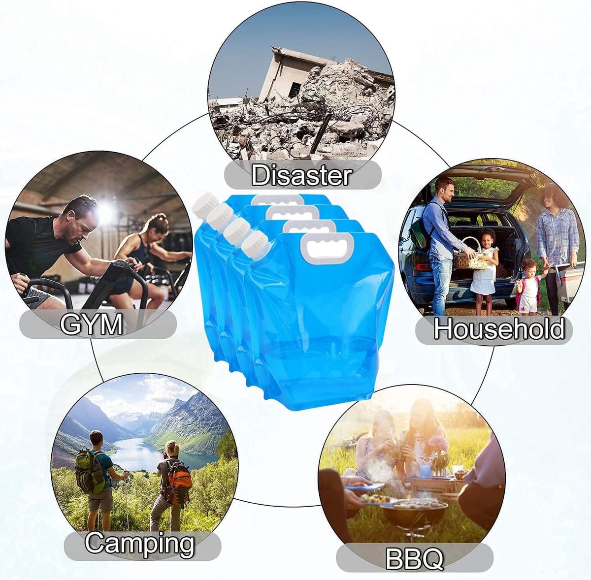 Emergency kit - 2 pieces Foldable water jerry can 5 and 10 liters - 2 pieces Emergency blanket 160x210cm - combination - survival blanket - thermal - Survival Kit - water reservoir for emergency - for outdoor, hiking, camping