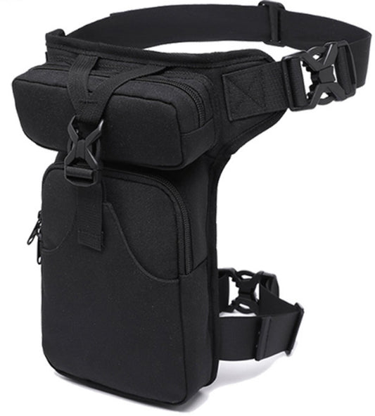 Waist Bag - Leg Bag - Motorcycle Waist Bag - Motorcycle Bag - Tactical Leg Bag - Tool Bag - Unisex - Black - Large Capacity - 16*5*29 cm - 4 Compartments - Polyester