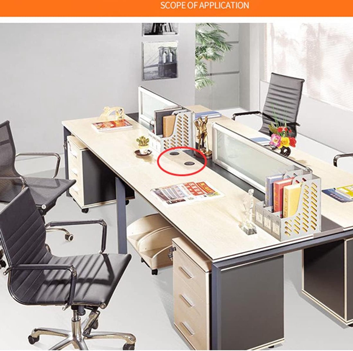 4 Pieces - Cable Organizer - Ø 60mm - Cable Management for Desks - End Caps for Desks - Metal Cable Grommet for Computer Desk - Metal - Bronze
