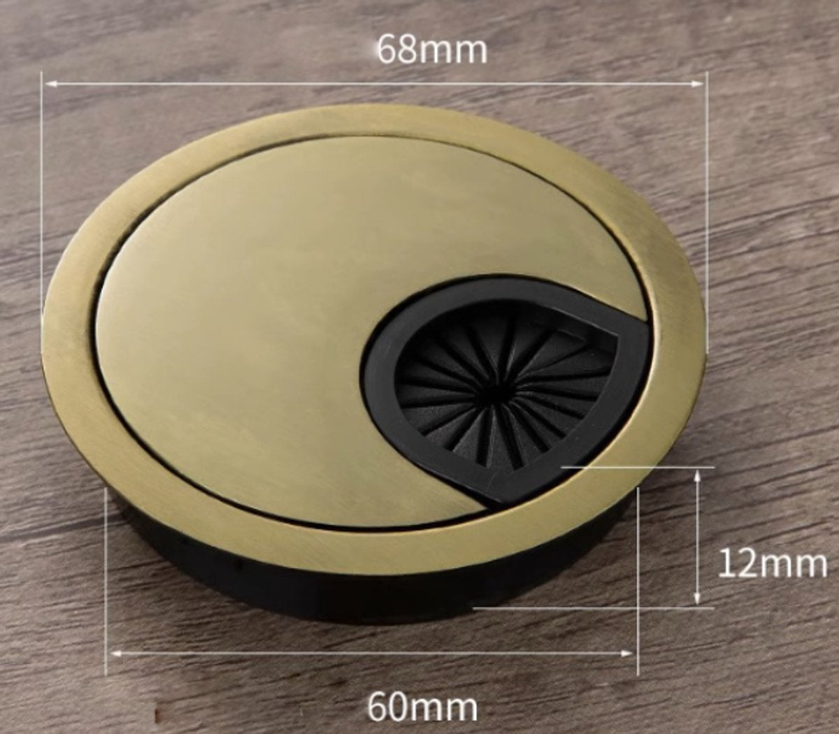 4 Pieces - Cable Organizer - Ø 60mm - Cable Management for Desks - End Caps for Desks - Metal Cable Grommet for Computer Desk - Metal - Bronze
