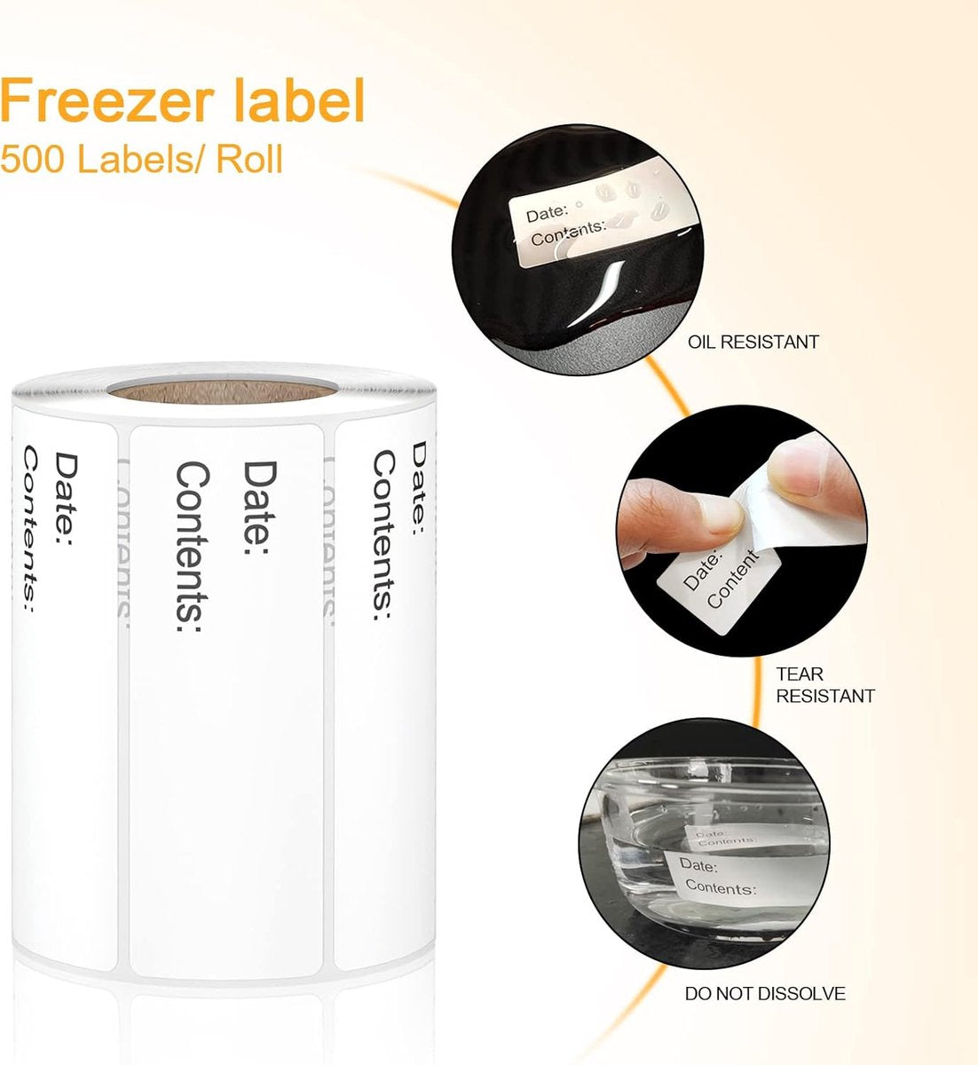 500 Pieces - Freezer Labels - Freezer Stickers - Food Labels - Best Before Labels - Labels - 2.5*5cm - Writable - For Containers, Boxes, Bags