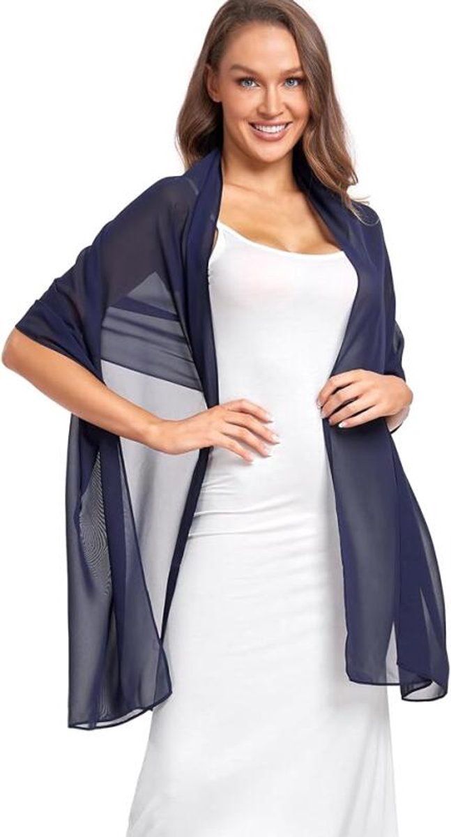 Women's Scarf - Shawl - Polyester - Soft - Thin Wrap Shawl - Wedding Wrap - Evening Party Stole - Fashion Scarf - Scarf For Women - Women's Scarf - Stole - Neck Scarf - Elegant - Suitable for Evening Dresses - 175*70cm - Blue