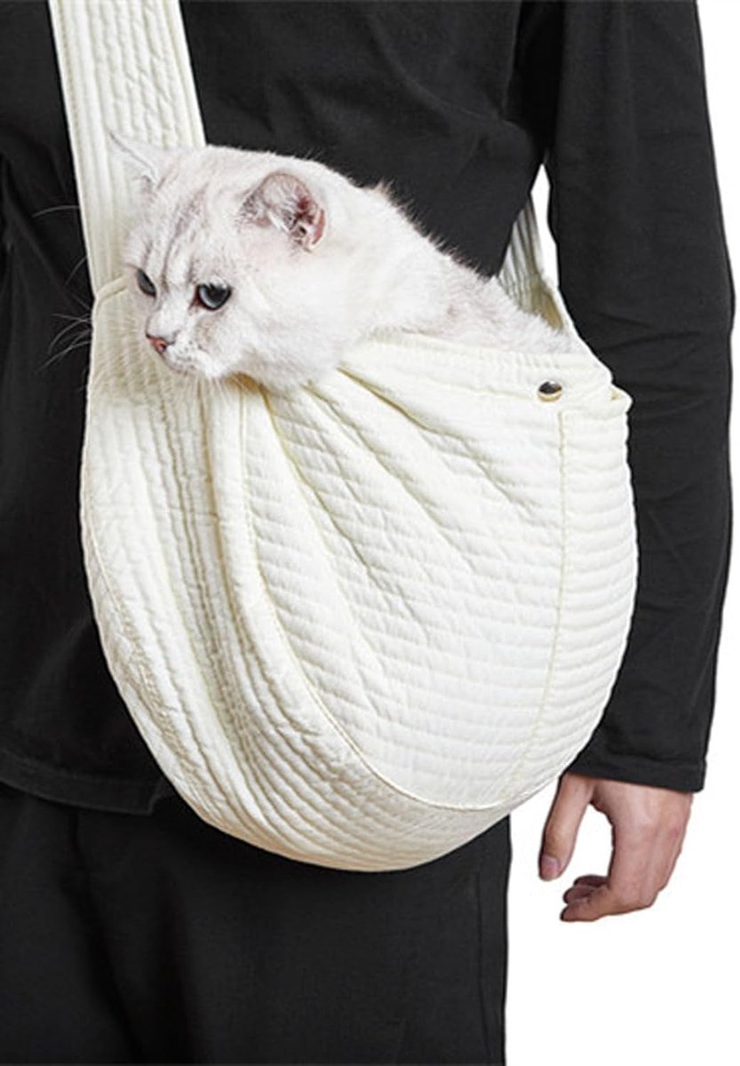 Pet Backpack - Backpack for Cat and Dogs - 40*11*26 cm - Shoulder Carrying Bag - Cat Carrier - Adjustable - For Small Dogs and Cats - For Pets from 5.5-6.5 kg - White - Canvas