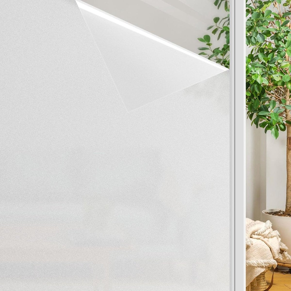 Window film - Decorative film - PVC - Anti-glare - Privacy window film - Privacy protection - Static adsorption window sticker - Suitable for windows, sliding doors, bathrooms, offices, meeting rooms - 45*100cm - Matte white