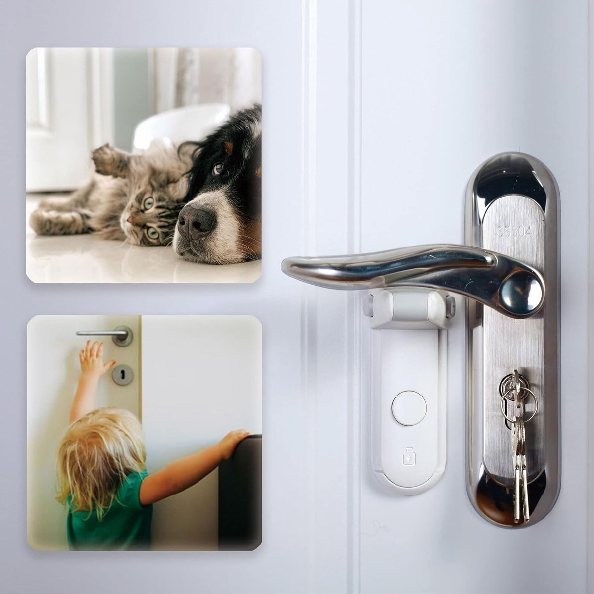 2 Pieces - Door lock - Door handle locks for childproof & pet-proof - Door handle locks for toddlers - Baby safety locks for toddlers