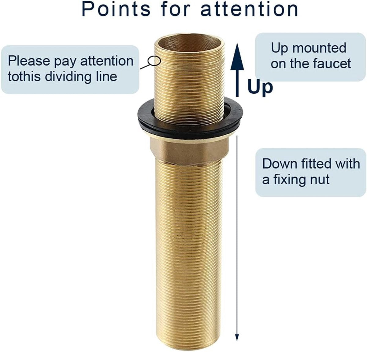 Extension Threaded Pipe - 2 Pieces - M32 x 150mm - Threaded Fasteners - Threaded Connecting Rod - Gold - Copper - For tap installation accessories
