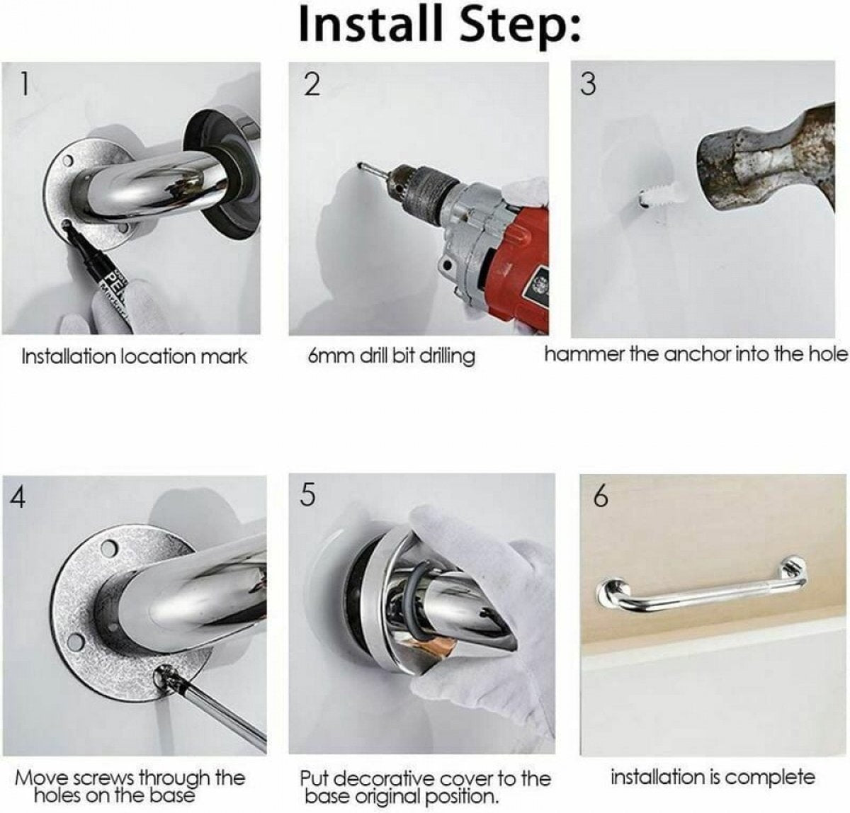 Bath grab bar - Grab bars for seniors - Wall grab bars - Safety grab bars - High Quality - Stainless steel - silver - Non-slip - Wall mounted - for toilet Bathroom