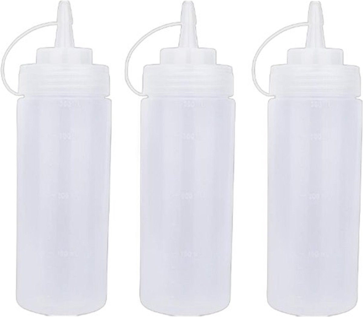 3 pieces - 360 ml - Squeeze bottle - dosing bottle - sauce bottles - Squeeze bottle for garnish, sauce or batter - sauce bottle - Garnish bottle - plastic - white - with spout cap - 6*6*20cm