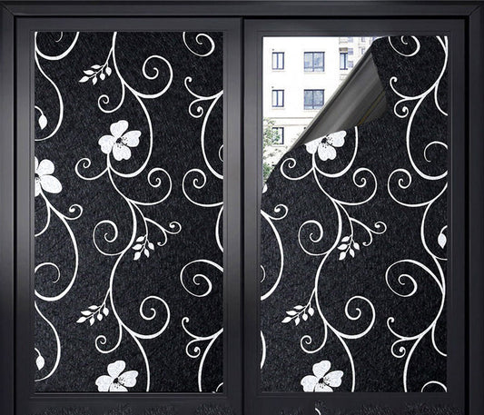 Window film - Blackout window film - Blackout window film - Sun protection - Anti-glare - Adhesive window film - Blackout cloth - Black - Including scraper - Easy installation - Window sticker - 45x100cm - Supplied with self-adhesive backing - B