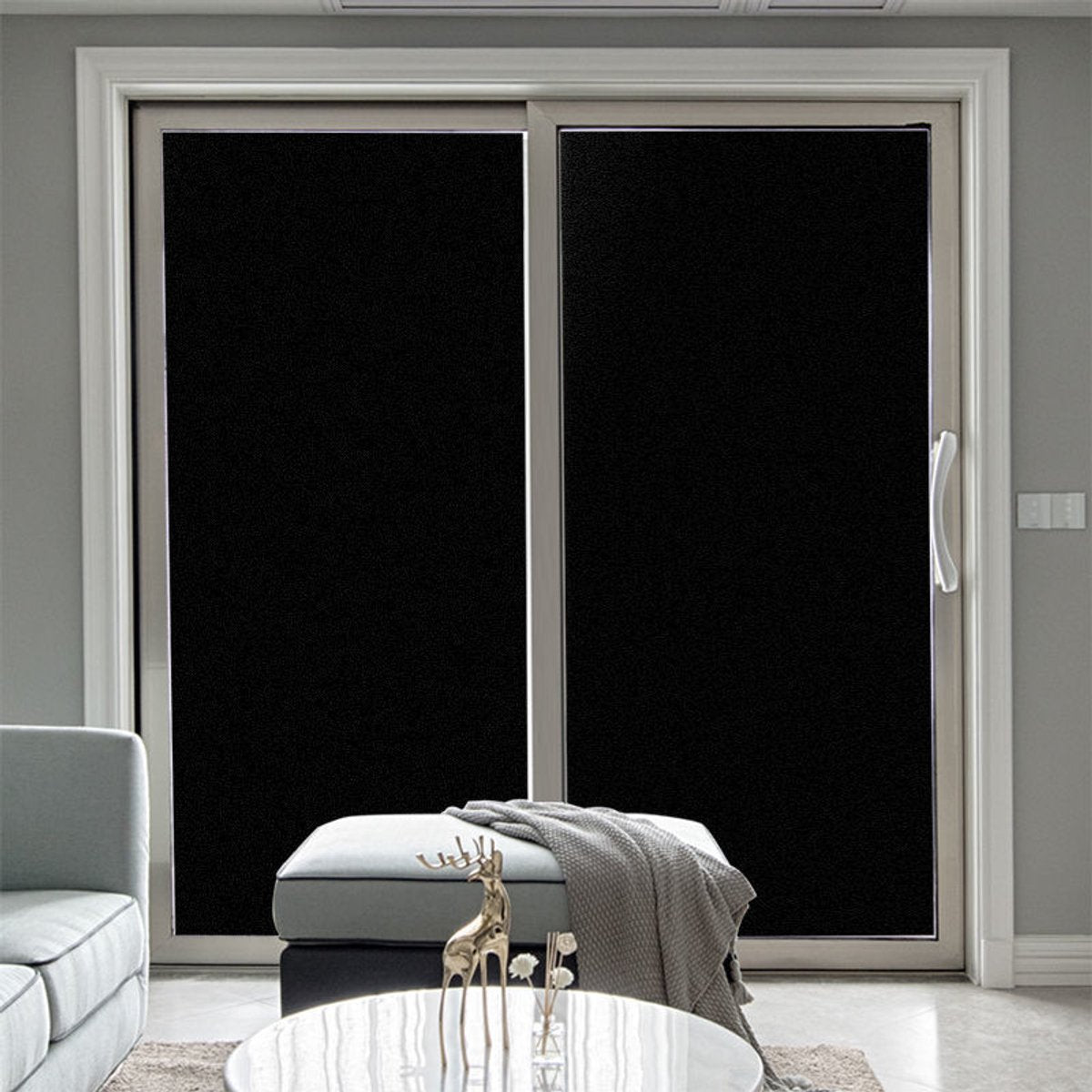 2 pieces Window Film - Blackout Window Film - Sun Protection - Anti-glare - Blackout Cloth - Black - Including Squeegee - Window Sticker - 45x100cm - Supplied with self-adhesive backing