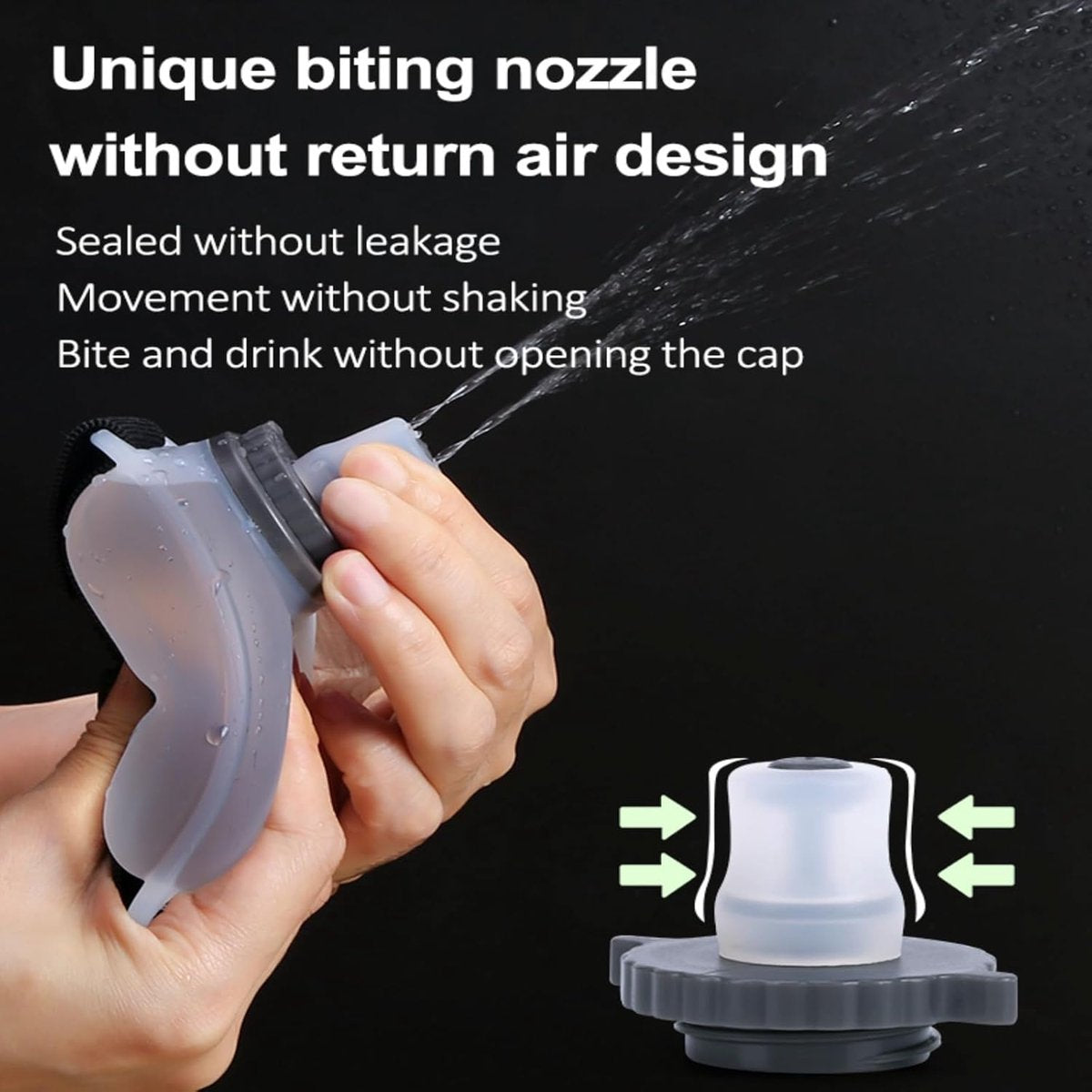 Wrist water bottle, sports cup, 200ml, silicone, hands-free, black