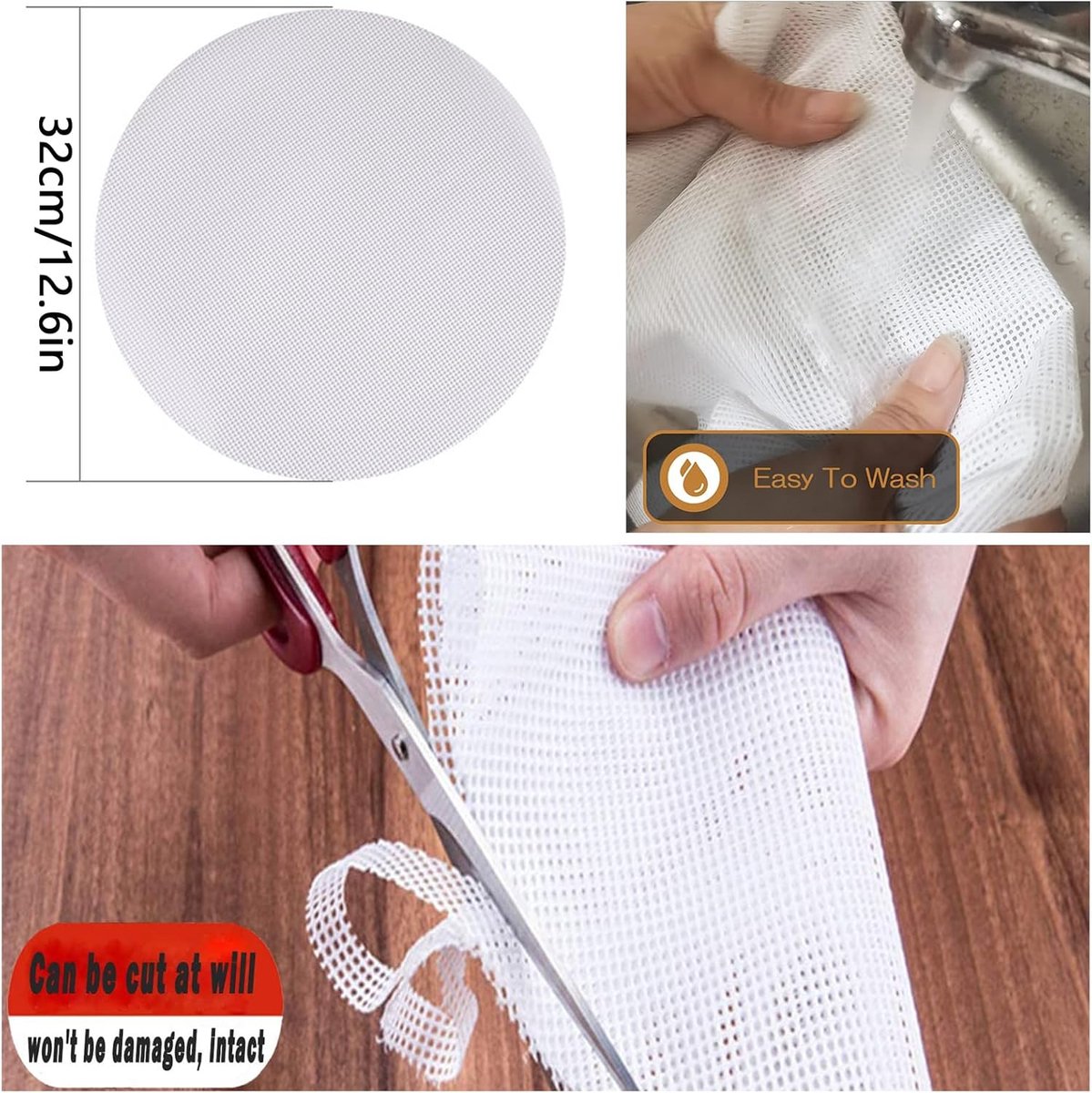 8 pieces Silicone Steam Mat - 32 cm - Reusable - Baking Mats - With Non-stick Coating - Steam Paper - For Dumplings, Buns, Dim Sum - Round - White