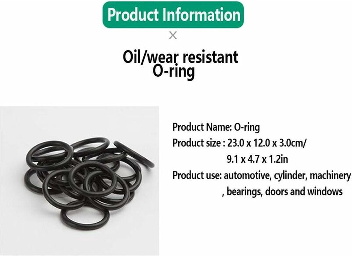 O-rings rubber rings - 225 pieces - 18 sizes - 6x2mm - with assortment box