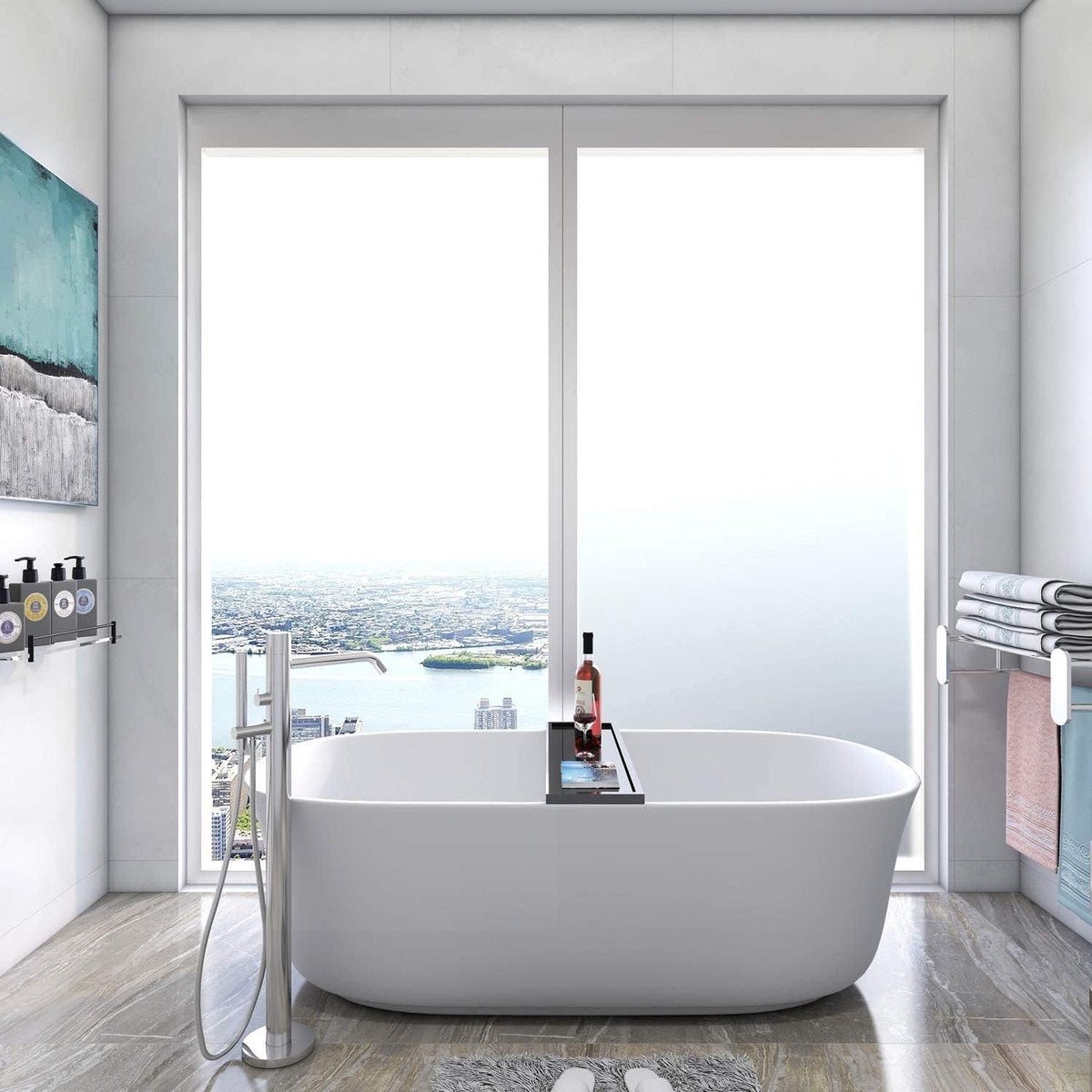 Window film - Easy installation - Glue-free adhesive film for windows and bathrooms - Static - 45cm*3m - white - PVC - Frosted
