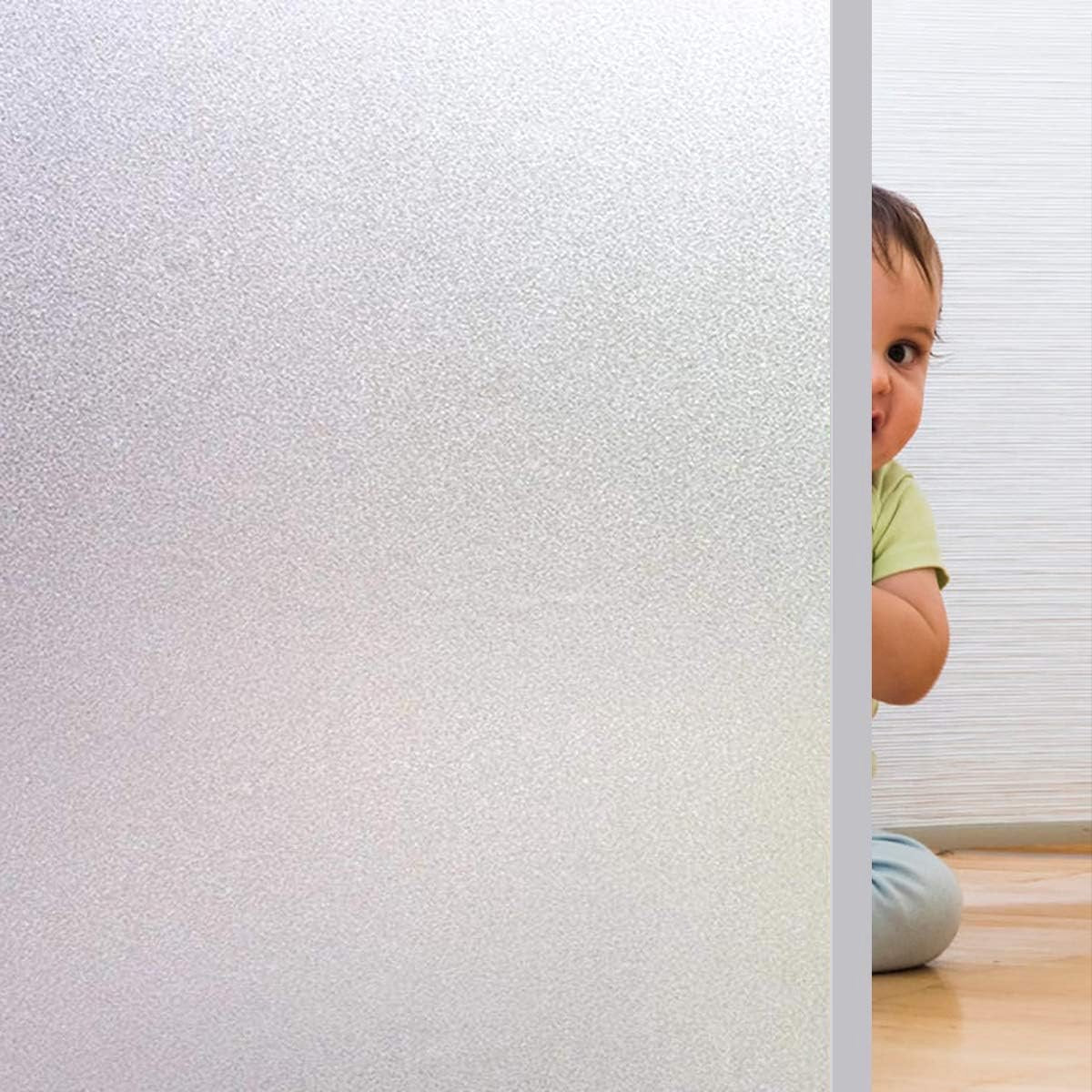 Window film - Easy installation - Glue-free adhesive film for windows and bathrooms - Static - 45cm*3m - white - PVC - Frosted