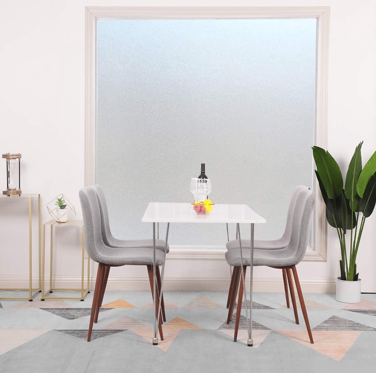 Window film - Easy installation - Glue-free adhesive film for windows and bathrooms - Static - 45cm*3m - white - PVC - Frosted