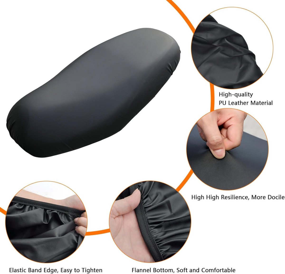 Seat cover for electric vehicles and motorcycles - Waterproof - Scratch-resistant - PU - 60*80 cm - Black