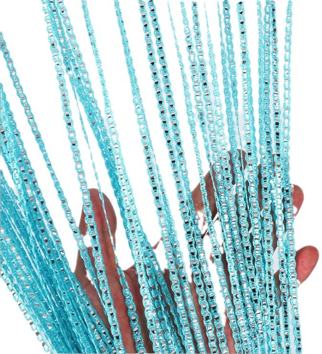 Door curtain - Fly curtain - Door screen - Glitter mosquito net - Anti-fly door curtain - 100 x 200 cm - With silver thread - Polyester - Blue - Decorative curtain - Mosquito net