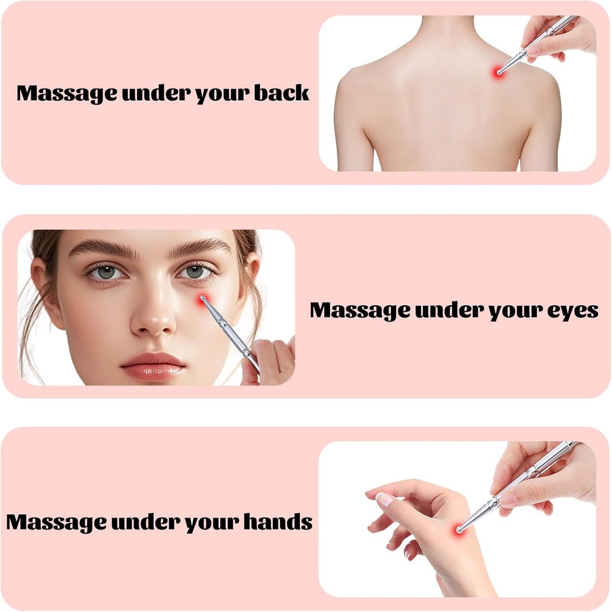 Pressure point pen - Trigger point acupressure pen - Stainless steel - Acupuncture rod - Meridian dredging rod - Manual - For back, shoulders, legs - 125*12mm - Silver