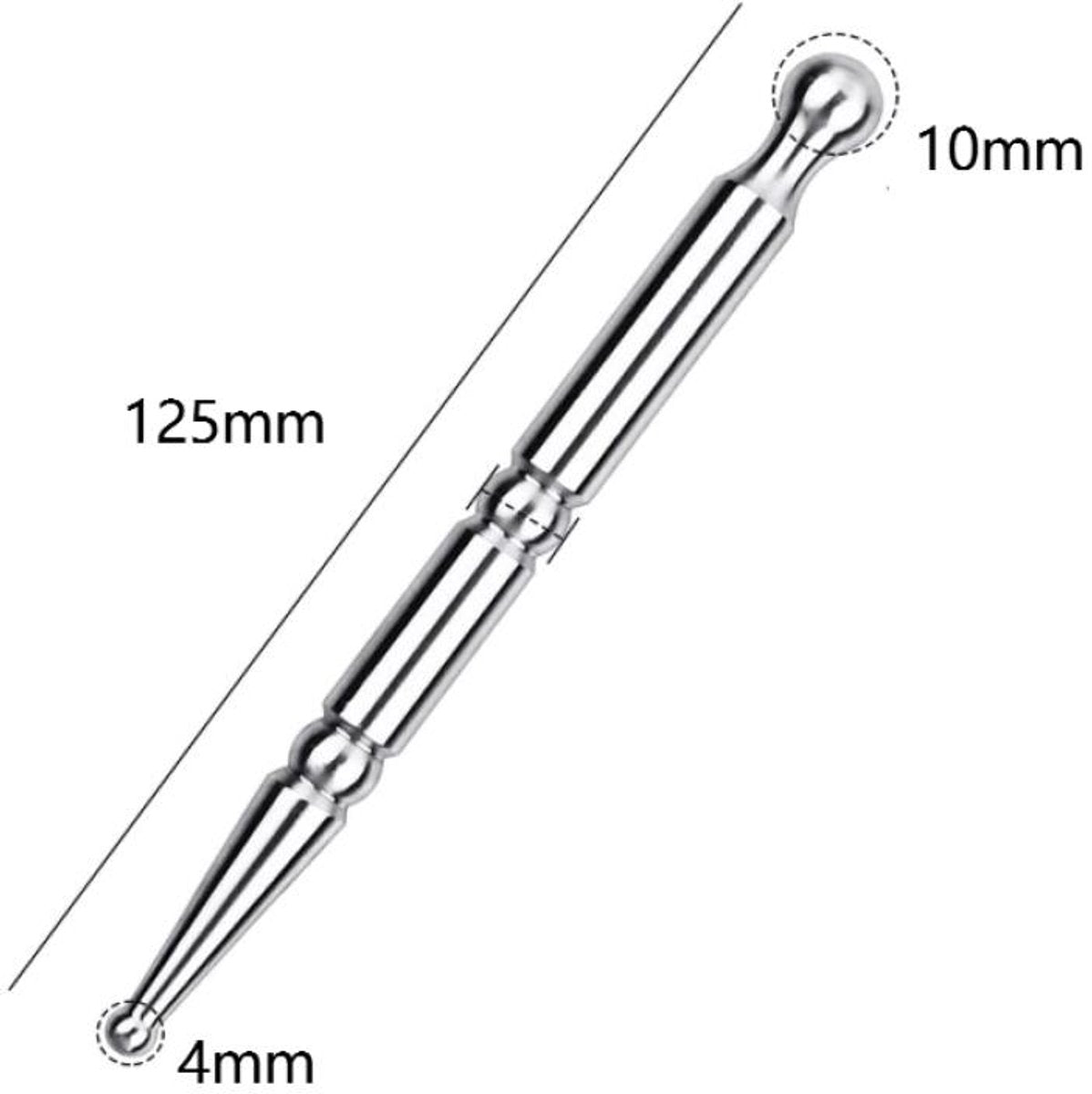 Pressure point pen - Trigger point acupressure pen - Stainless steel - Acupuncture rod - Meridian dredging rod - Manual - For back, shoulders, legs - 125*12mm - Silver